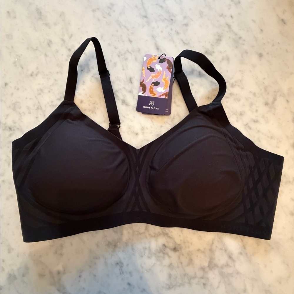 NWT Honeylove Silhouette Black Bra 1X
